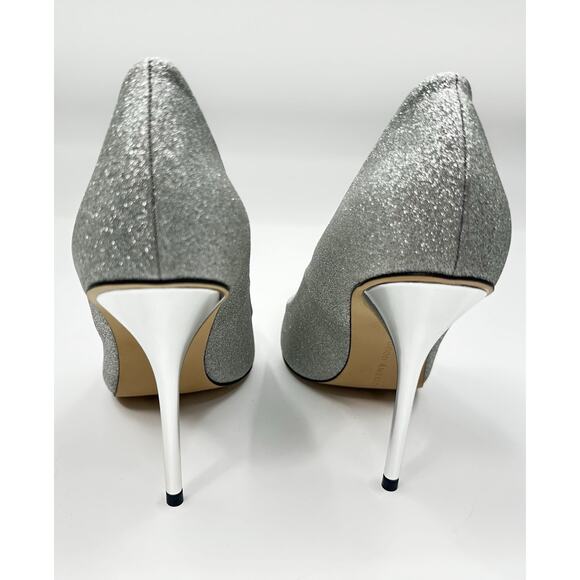 Good American Emma Silver Glitter Pumps Heels Women’s 8.5 Pointed Toe - Picture 12 of 16